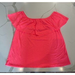 Free Kisses Off The Shoulder Neon Orange Pink Blouse 2X